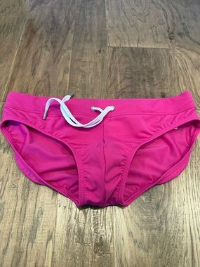 2xist Hot Pink Swim Brief with White Drawstring